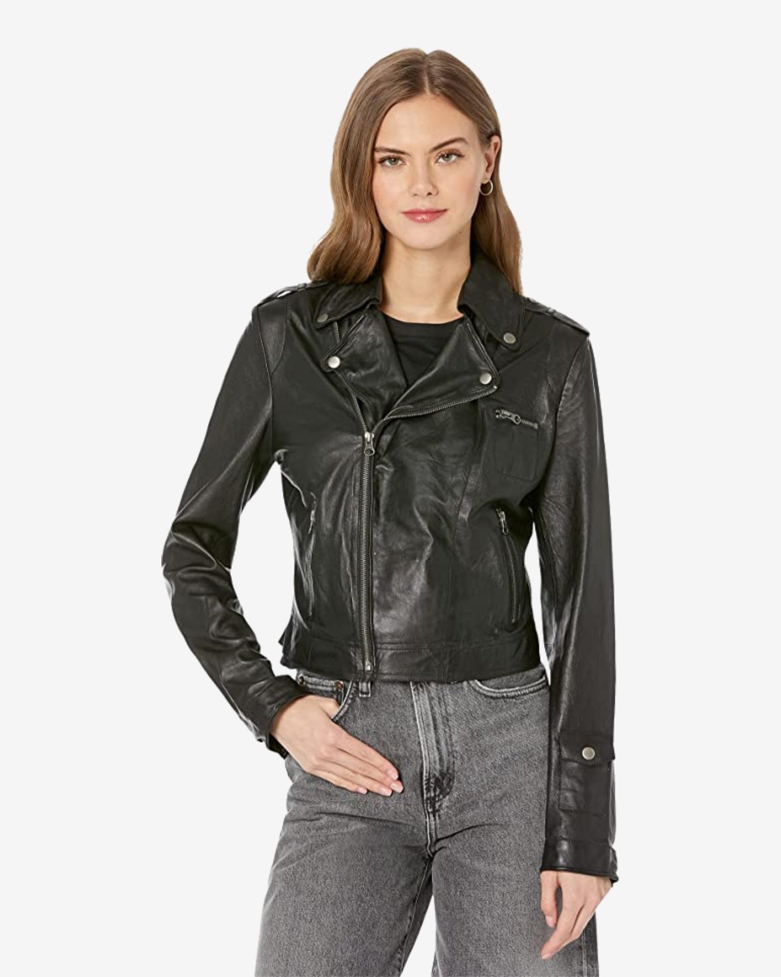 Jakett Womens Biker Leather Jacket