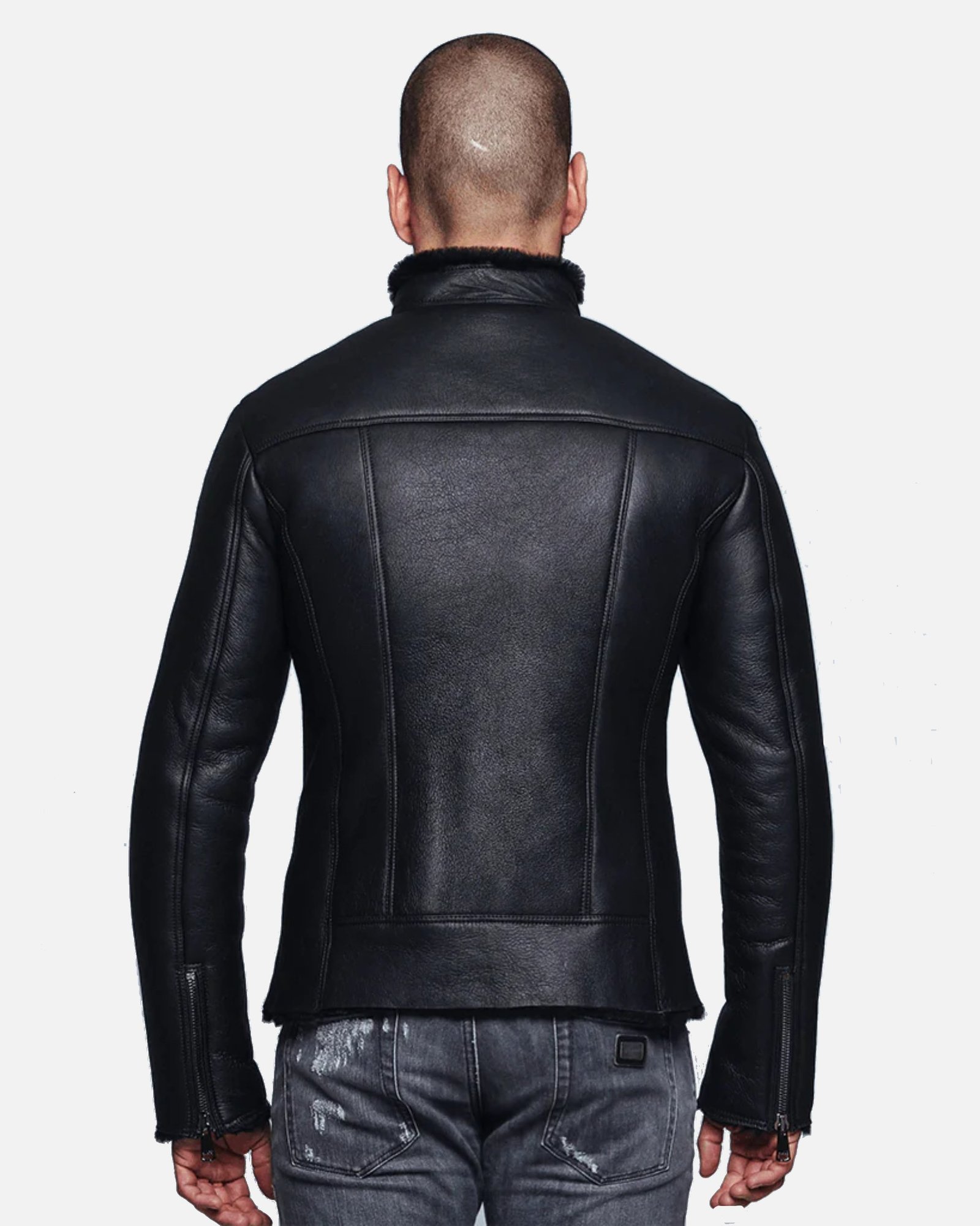 Alternative view of John Black Shearling Leather Jacket
