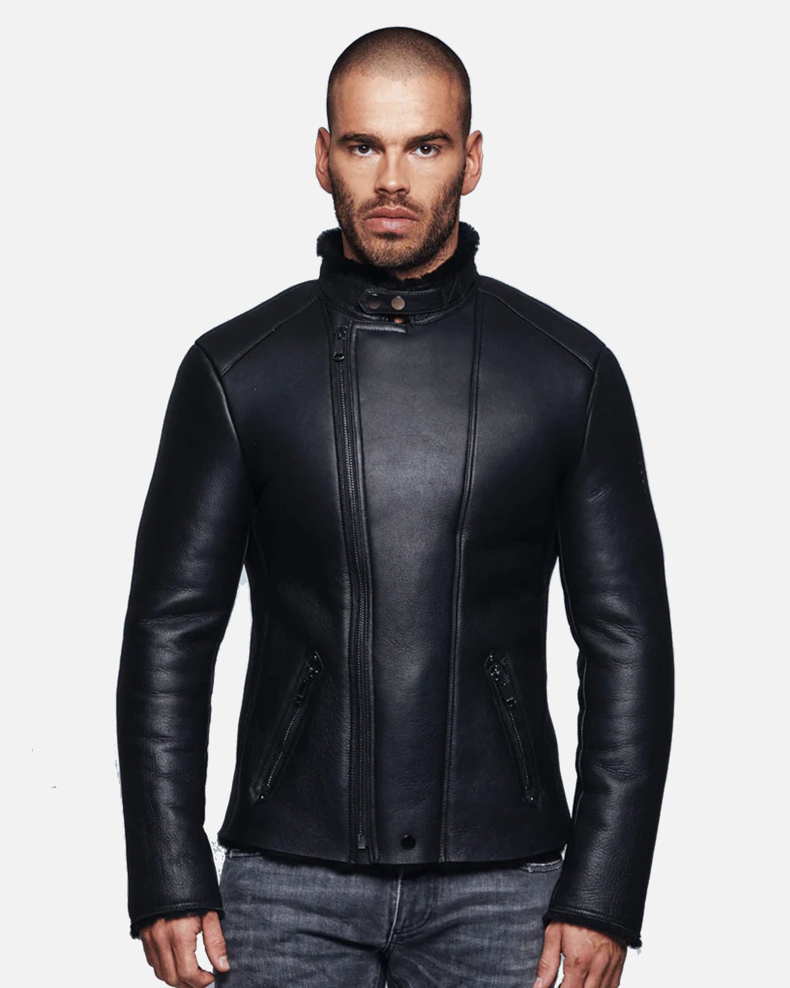 John Black Shearling Leather Jacket