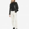 Khole Womens Black Leather Racer Jacket - Image 2