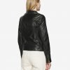 Khole Womens Black Leather Racer Jacket - Image 3