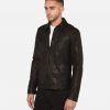 Lark Black Trucker Leather Jacket - Image 2