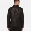 Lark Black Trucker Leather Jacket - Image 3
