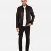 Lark Black Trucker Leather Jacket - Image 6