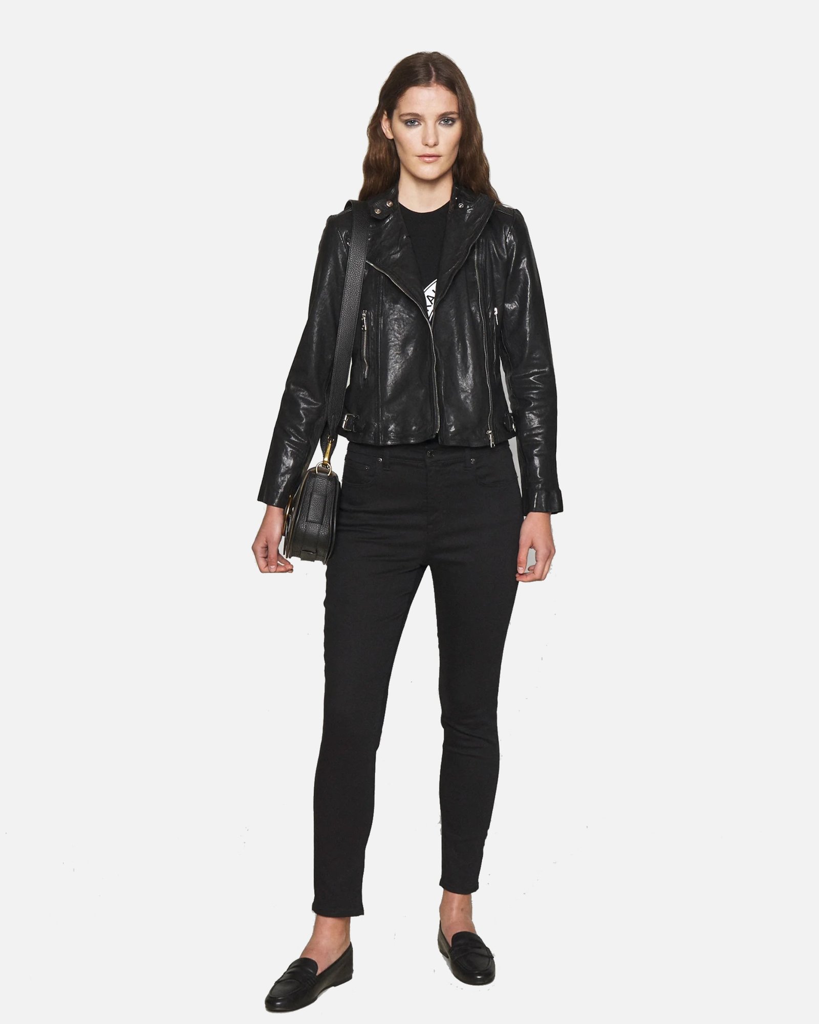 Alternative view of Lena Womens Jet Black Biker Leather Jacket