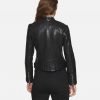 Lena Womens Jet Black Biker Leather Jacket - Image 3