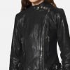 Lena Womens Jet Black Biker Leather Jacket - Image 4