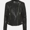Lena Womens Jet Black Biker Leather Jacket - Image 5