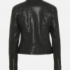 Lena Womens Jet Black Biker Leather Jacket - Image 7
