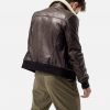 Levi Beige Shearling Fur Collar Brown Leather Jacket - Image 2