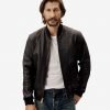 Mens Black Leather Bomber Jacket - Image 3