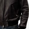 Mens Black Leather Bomber Jacket - Image 5