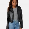 Molly Black Hooded Leather Biker Jacket - Image 3