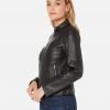 Mya Moto Racer Black Leather Jacket - Image 3