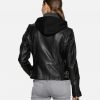 Nohl Womens Black Hooded Leather Jacket - Image 2