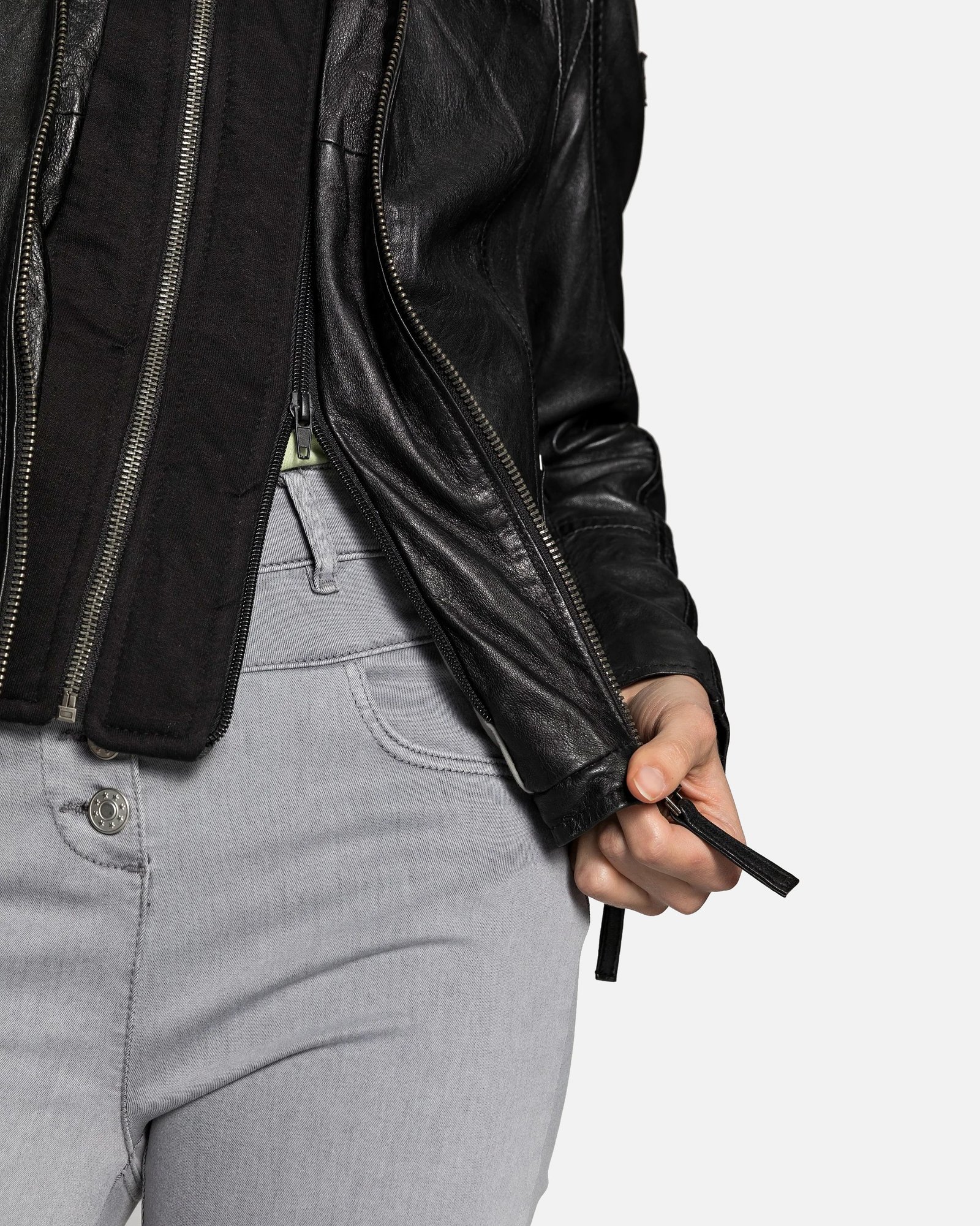 Nohl Womens Black Hooded Leather Jacket - Image 3