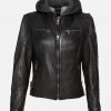 Nohl Womens Black Hooded Leather Jacket - Image 4