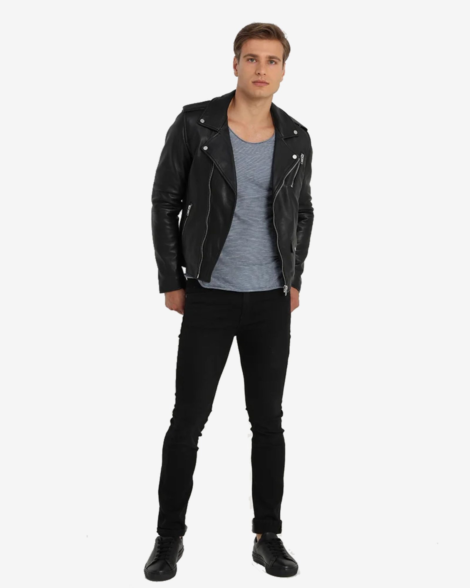 Alternative view of Rocky Mens Black Biker Leather Jacket