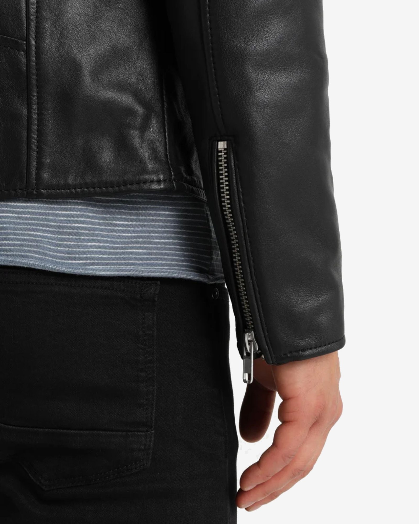 Rocky Mens Black Biker Leather Jacket - Image 4