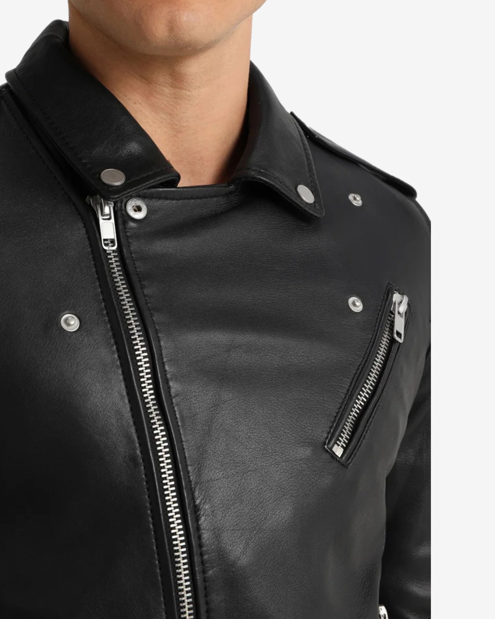 Rocky Mens Black Biker Leather Jacket - Image 6
