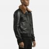 Sand Detachable Shearling Collared Leather Jacket - Image 3