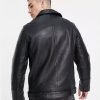 Topman Black Real Leather Biker Jacket - Image 2