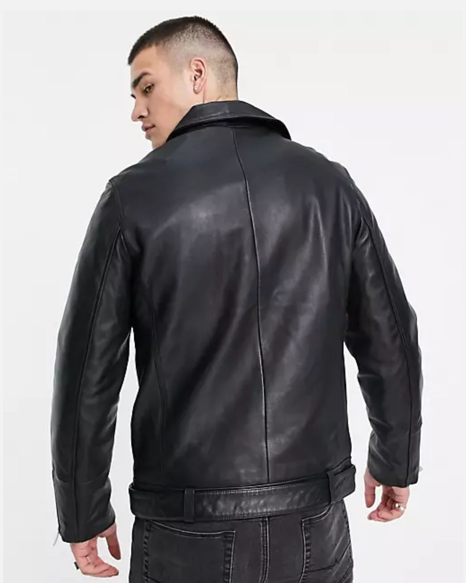 Alternative view of Topman Black Real Leather Biker Jacket