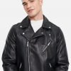 Topman Black Real Leather Biker Jacket - Image 3