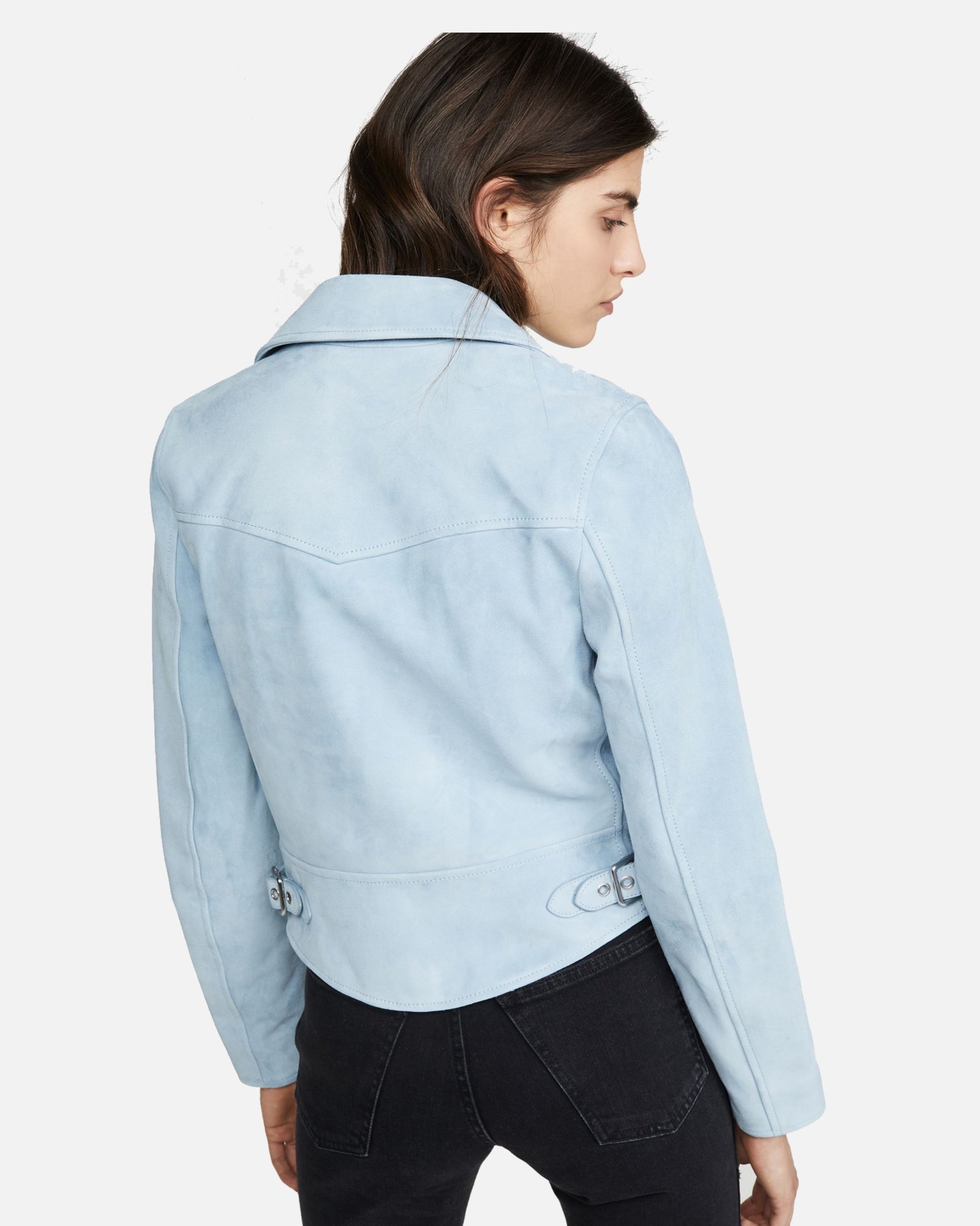 Alternative view of Women Pale Blue Suede Leather Jacket