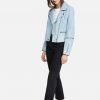 Women Pale Blue Suede Leather Jacket - Image 4