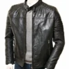 Men's Black Real Leather Cafe Racer Biker Jacket: Thornbury - Image 2