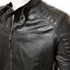 Men's Black Real Leather Cafe Racer Biker Jacket: Thornbury - Image 4