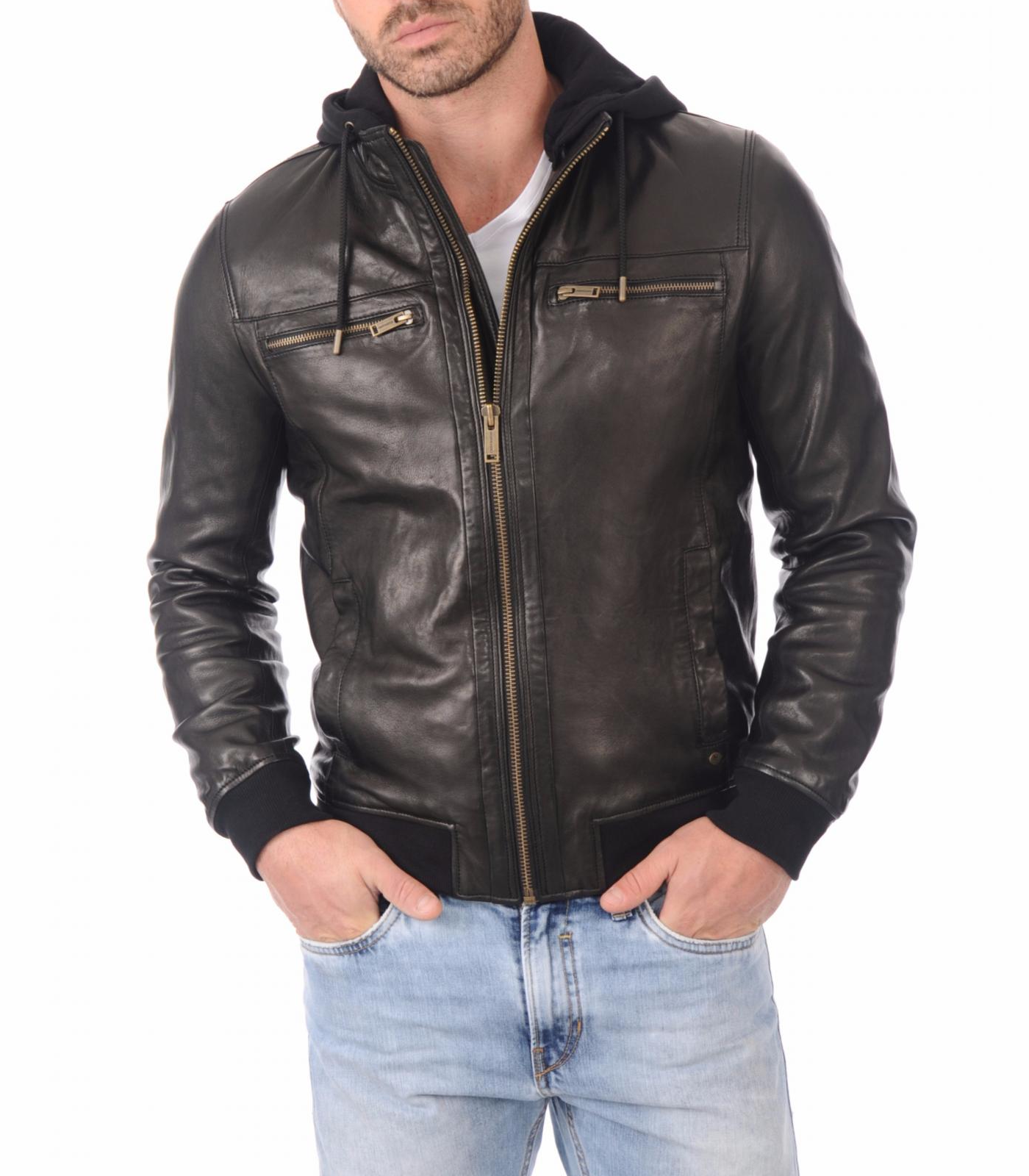 Men's Black Real Leather Cafe Racer Biker Jacket: Thornbury