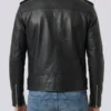 Men's Black Lambskin Leather Biker Style Jacket - Belted Waist - Image 3